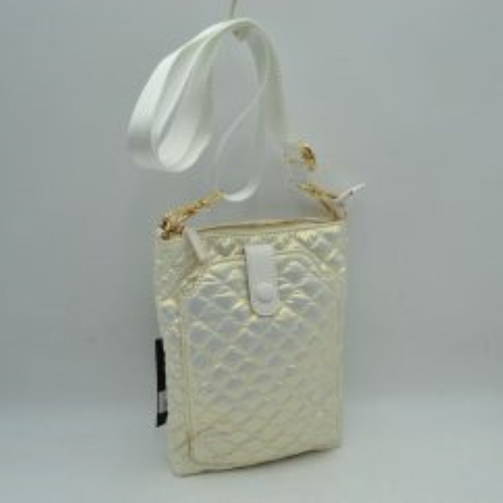 Quilted Vertical Crossbody Pouch Bag with Front Snap Pocket