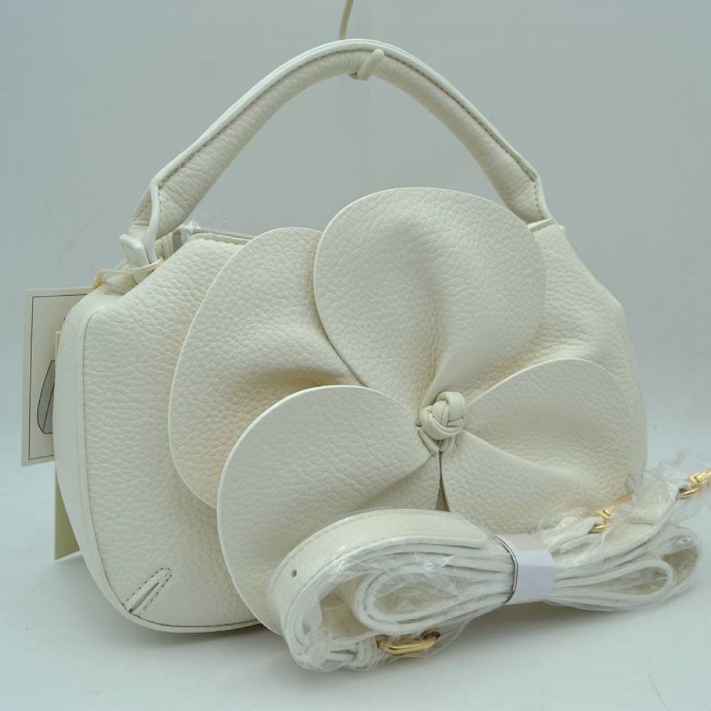 Sculptural Floral Accent Satchel – Convertible Textured Crossbody Bag