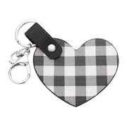 Buffalo Check Patterned Faux Leather Heart Bag Charm