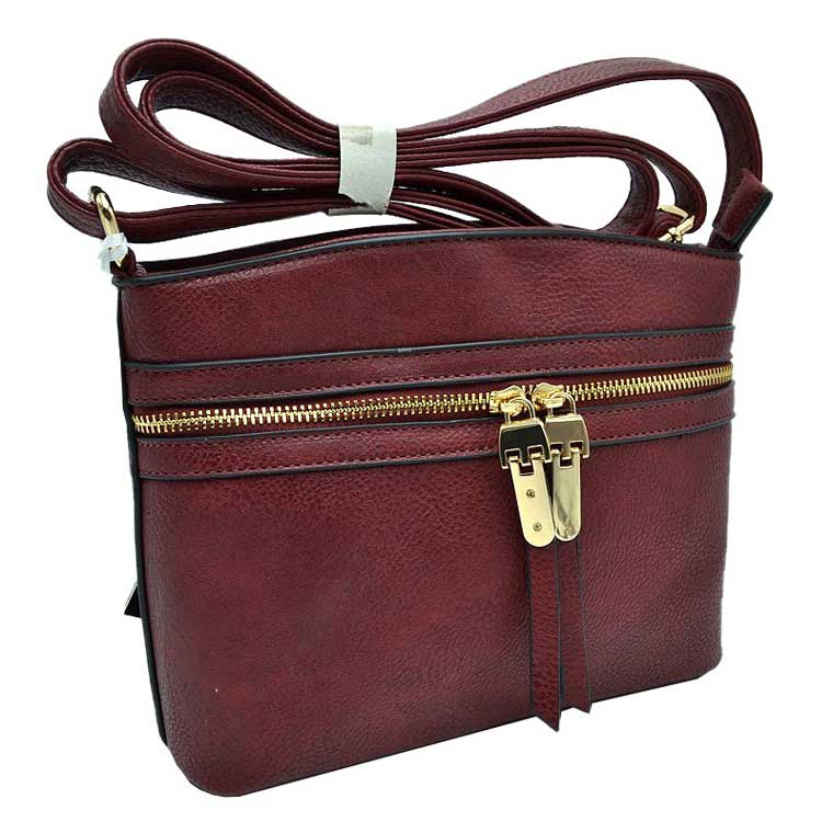 Zipper Detail Women's Crossbody Soft Faux Leather Bag