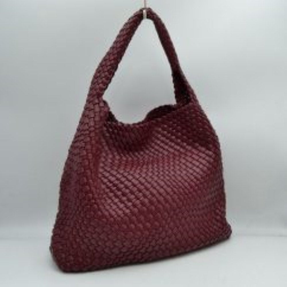 Woven Slouchy Shoulder Bag with Matching Zipper Pouch Set