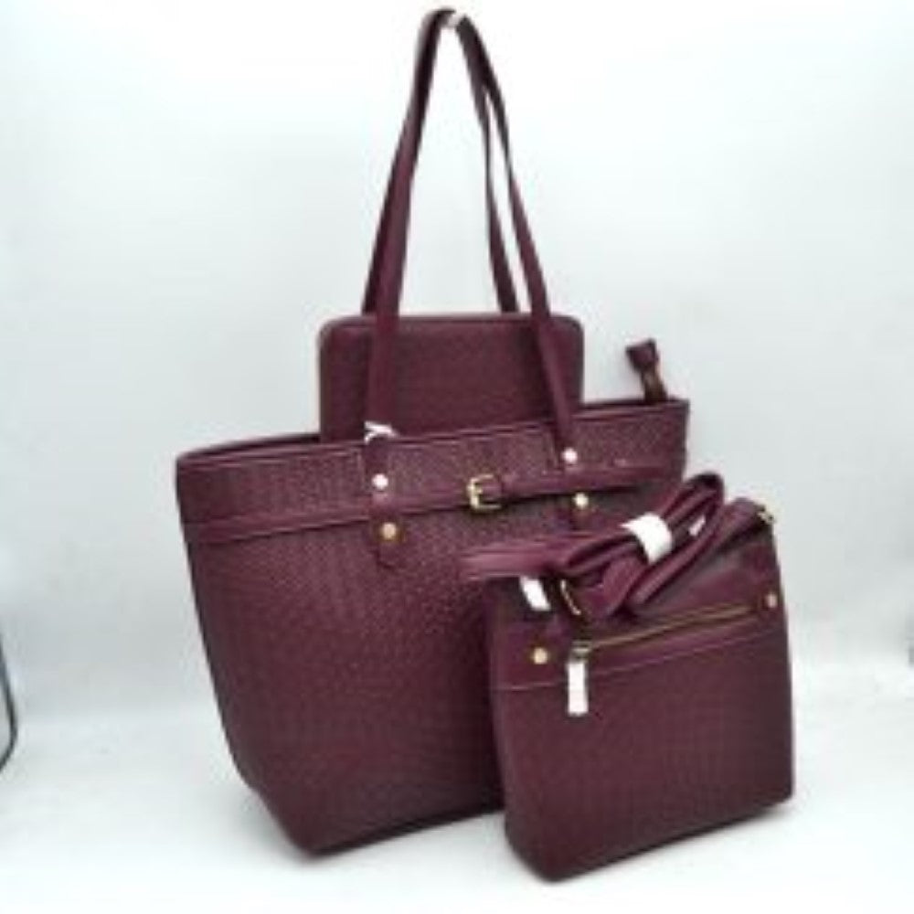Woven Tote Bag Set with Crossbody and Wallet