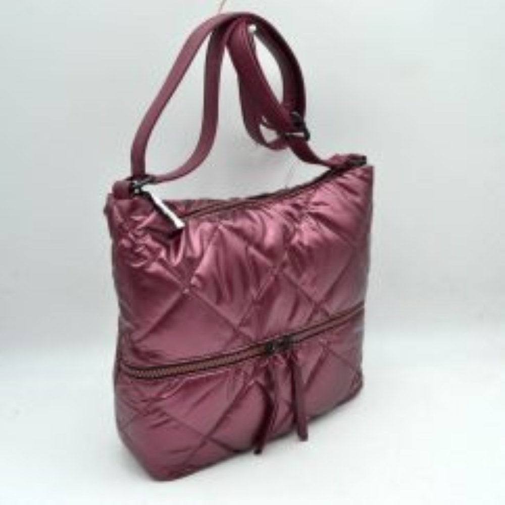 Quilted Crossbody Shoulder Bag with Front Zip Pocket and Adjustable Strap