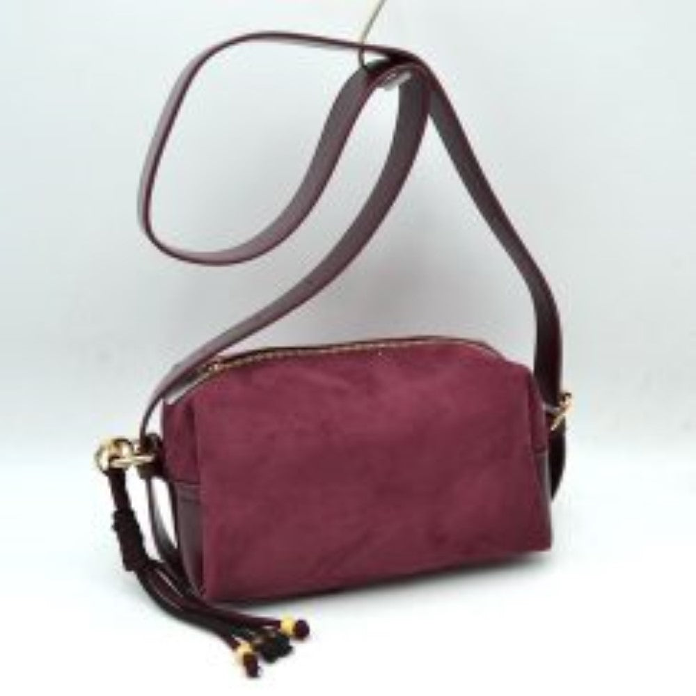 Minimalist Matte Crossbody Bag with Beaded Tassel Cord Accent