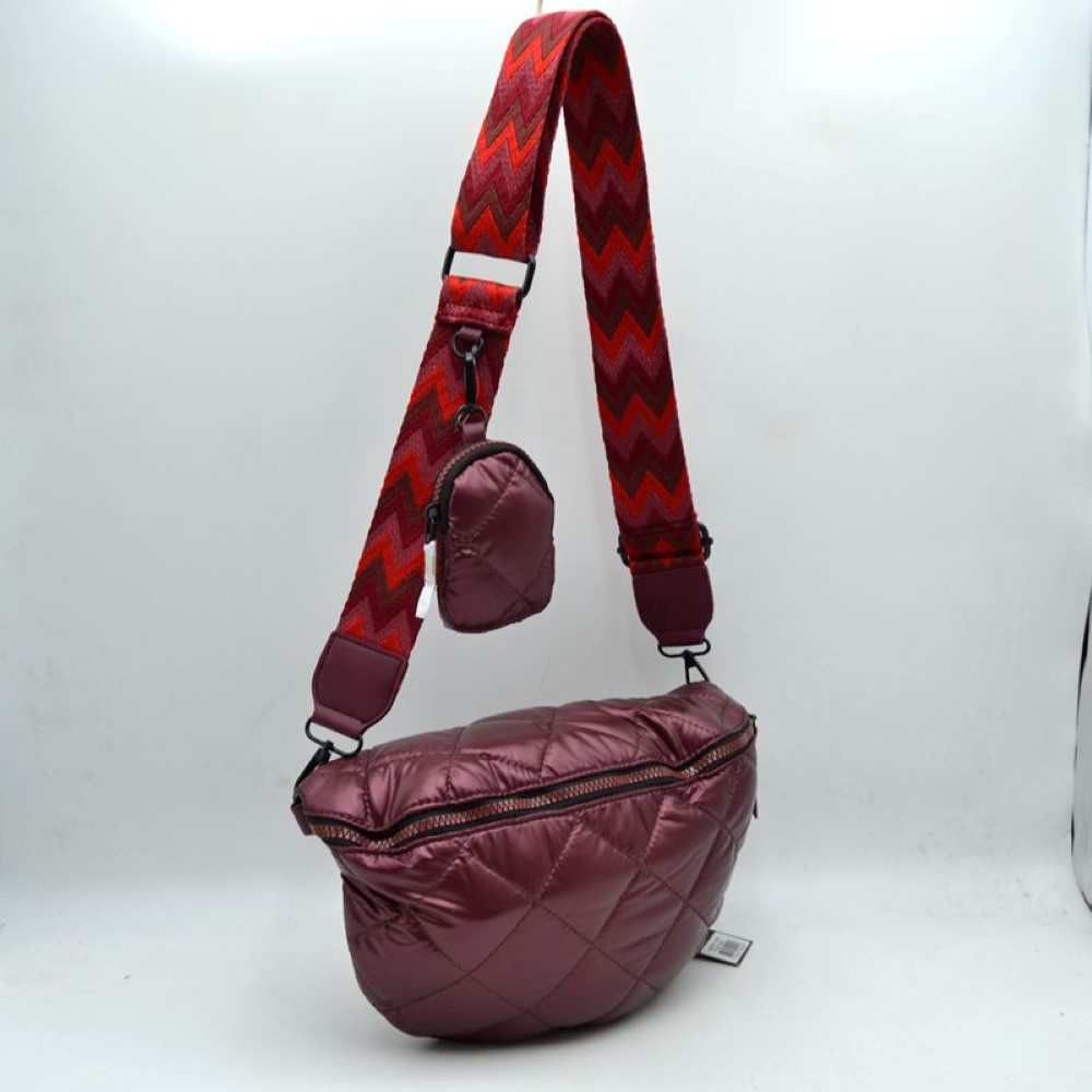 Chevron Strap Puffer Sling Bag | Crossbody Bag with Coin Pouch