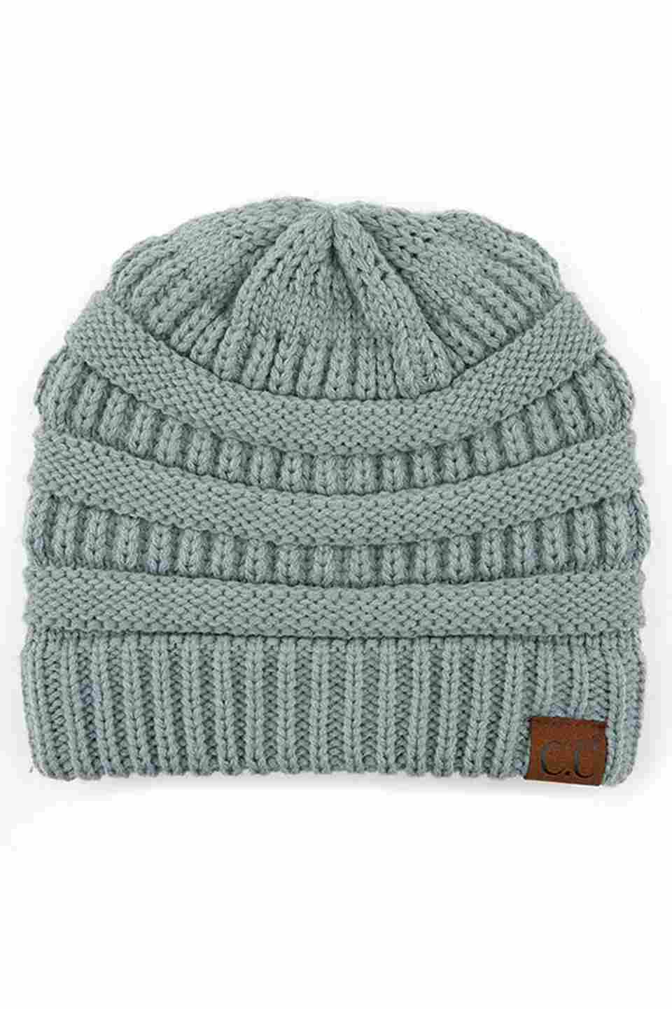 C.C Women's Ribbed Knit Solid Color Beanie