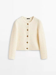 Women's Knitted Cardigan - Retro Long Sleeve Button Casual Top