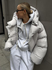 Manteau matelassé bouffant en polyester pour femme 