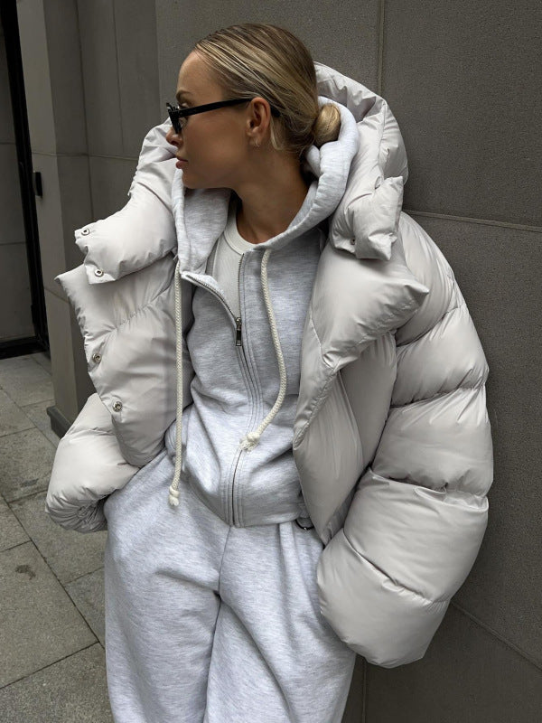 Manteau matelassé bouffant en polyester pour femme 