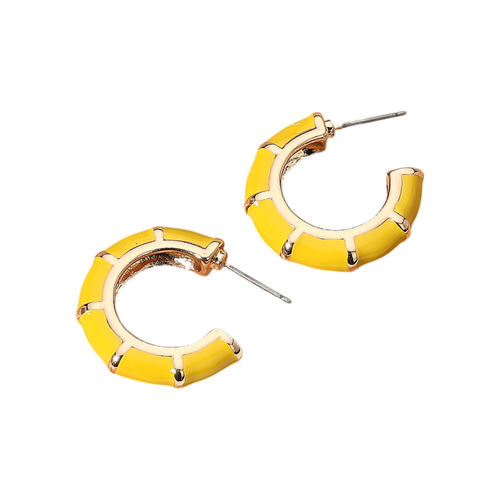 Enamel Bamboo Hoop Earrings