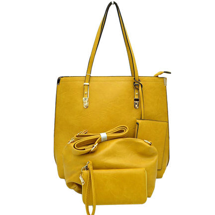 Soft Faux Leather Tote Handbag With Wallet