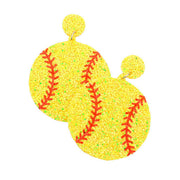 Felt Back Softball Sequin Dangle Earrings