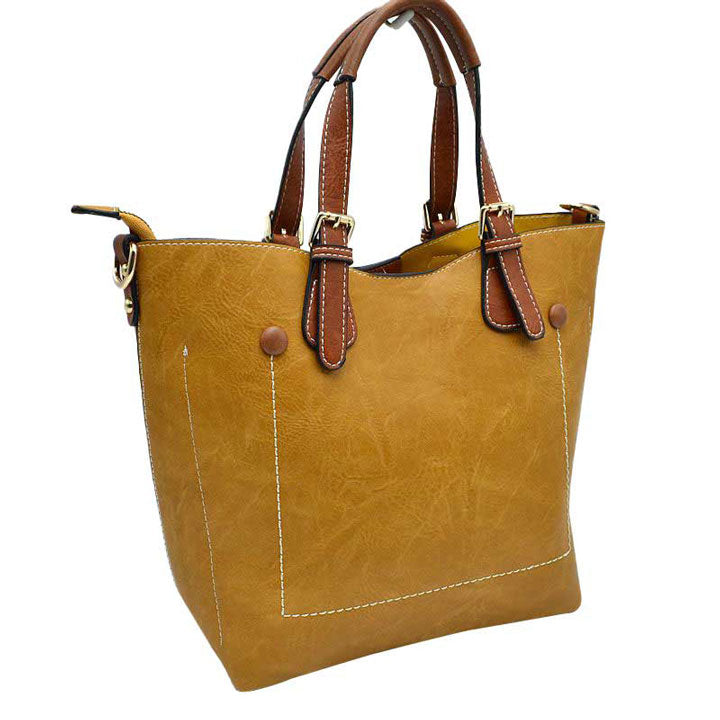 Vegan Leather Tote Shoulder Handbags For Women