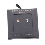 Secret Box 14K Gold Dipped Key & Lock Stud Earrings
