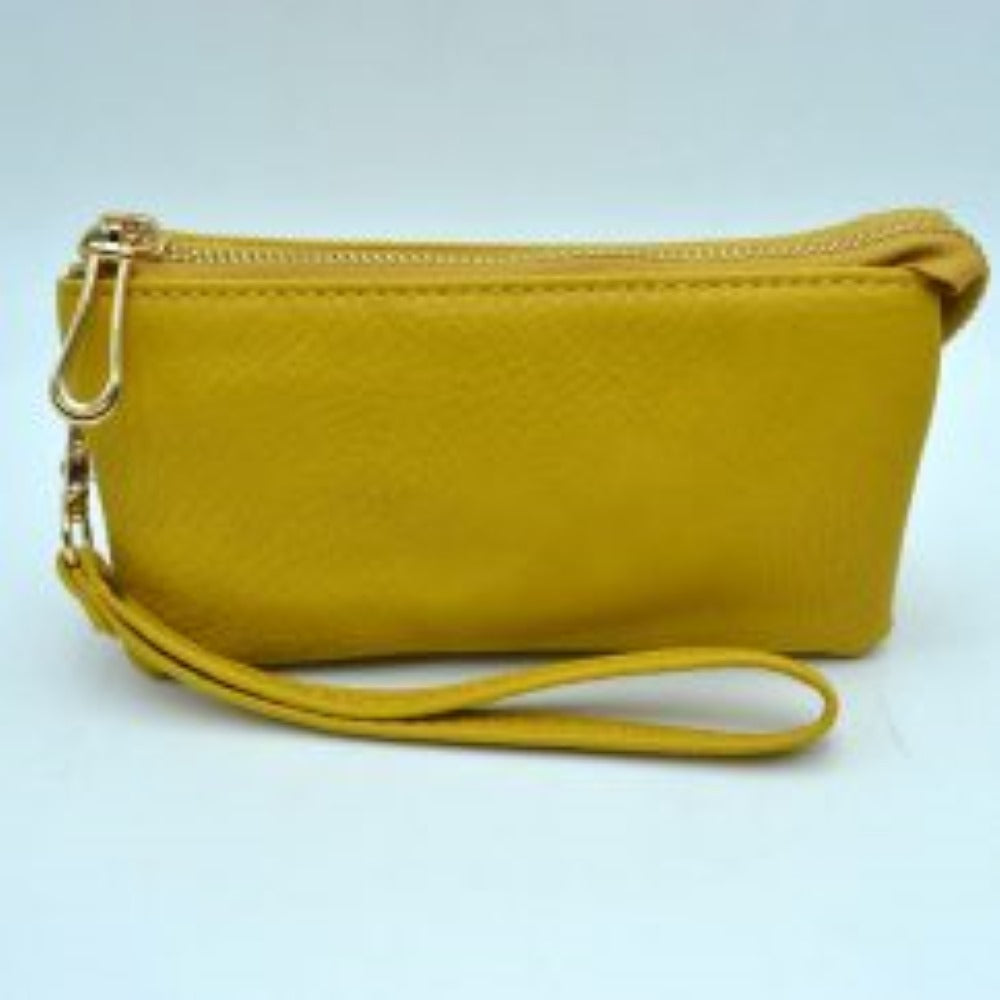 Minimalist Wristlet Clutch Bag with Metallic Zipper
