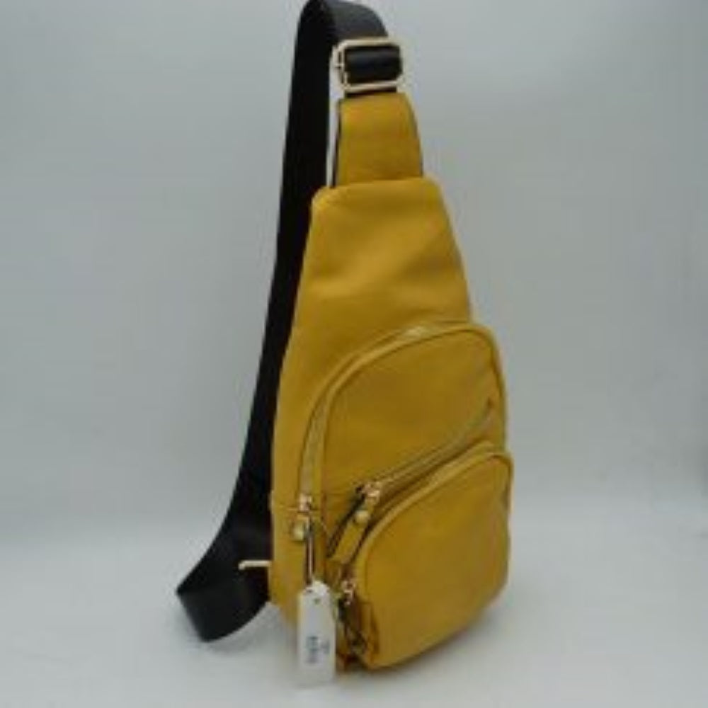 Multi-Zipper Crossbody Sling Bag with Adjustable Strap