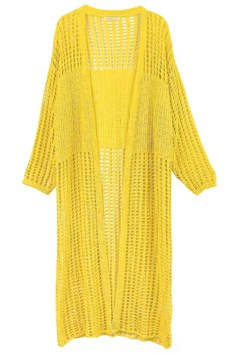 Chest Blocked Crochet Long Cardigan