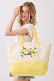 HELLO SUMMER Letter with Lemons Terry Tote Bag