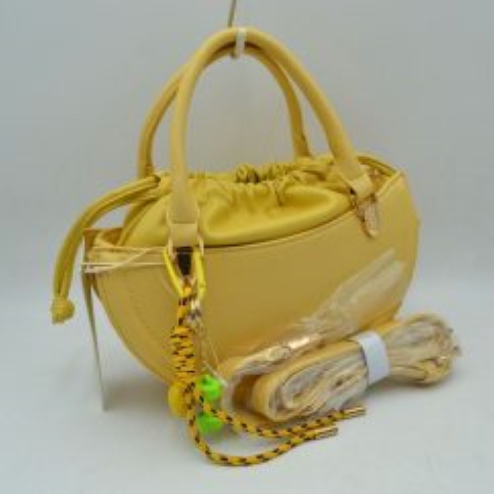 Curved Top Handle Handbag with Drawstring Inner Pouch