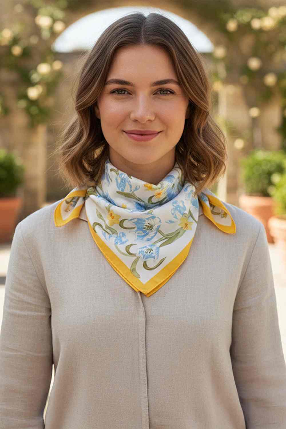Rhythmical Floral Print Bandana Scarf