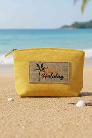SUMMER HOLIDAY Letter Palm Tree Patch Vintage Cosmetic Pouch