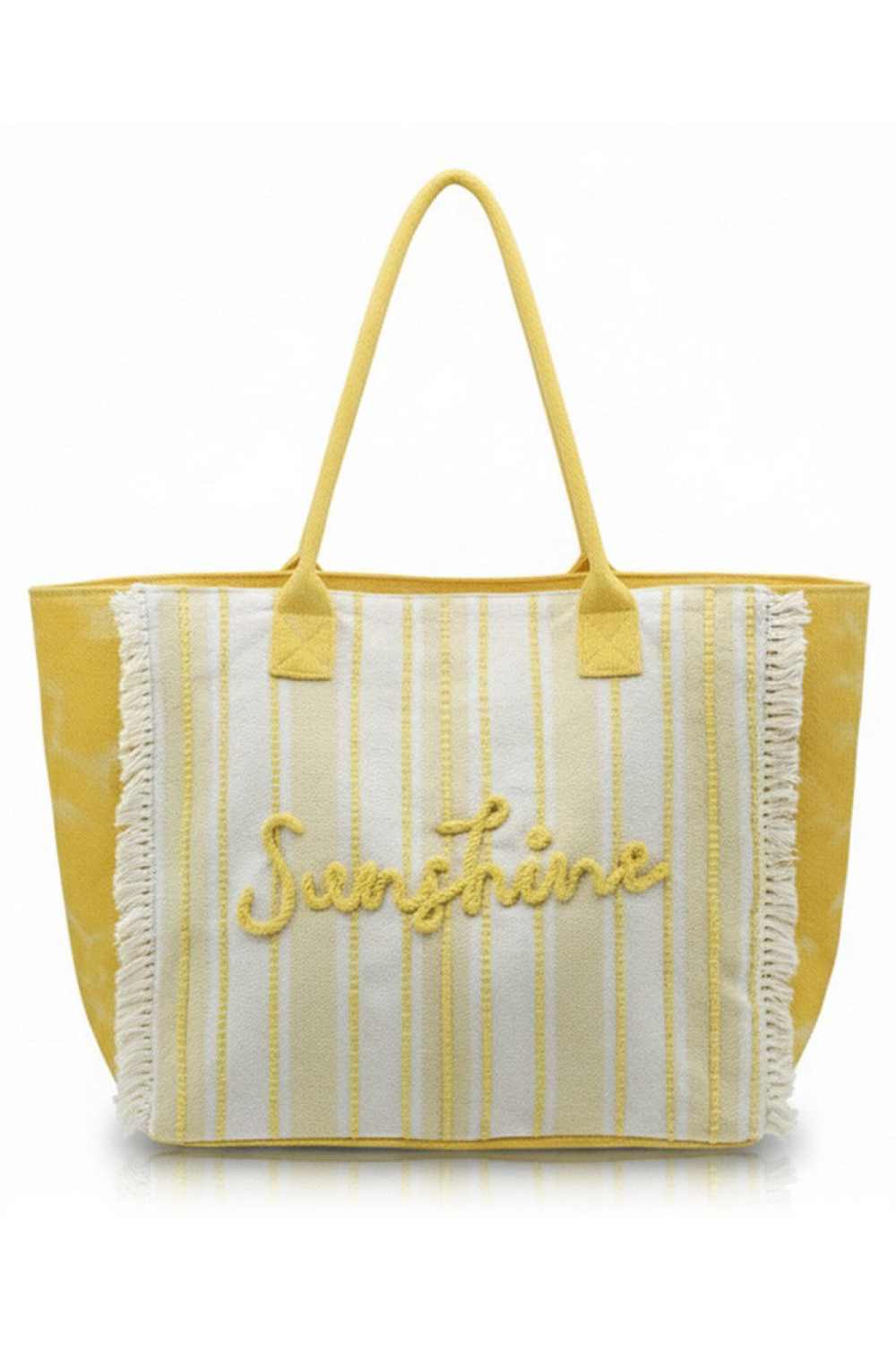 Vintage SUNSHINE Stripe with Fringe Tote Bag