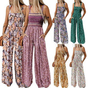 Women's Bohemian Spaghetti Strap Printed Jumpsuit Pants