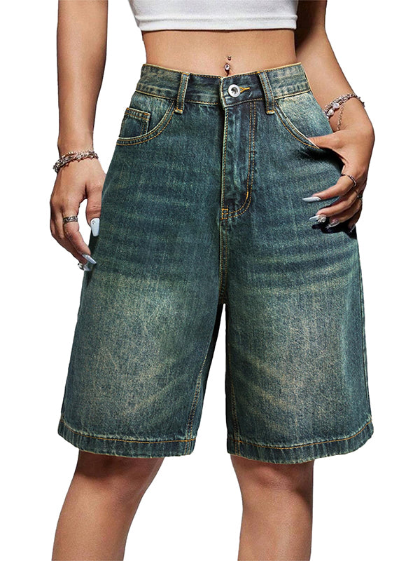 Women's Baggy Jeans Jorts Mid-Low Waisted Denim