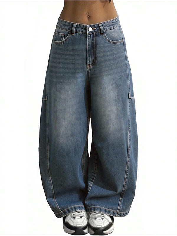 Women's Baggy Barrel Jeans Y2K Vintage Wide Leg Jeans