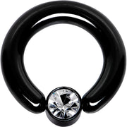 6G 1/2 Clear Gem 6mm Disc Black BCR Captive Ring