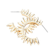Abstract Metal Spike Detailed Hoop Earrings