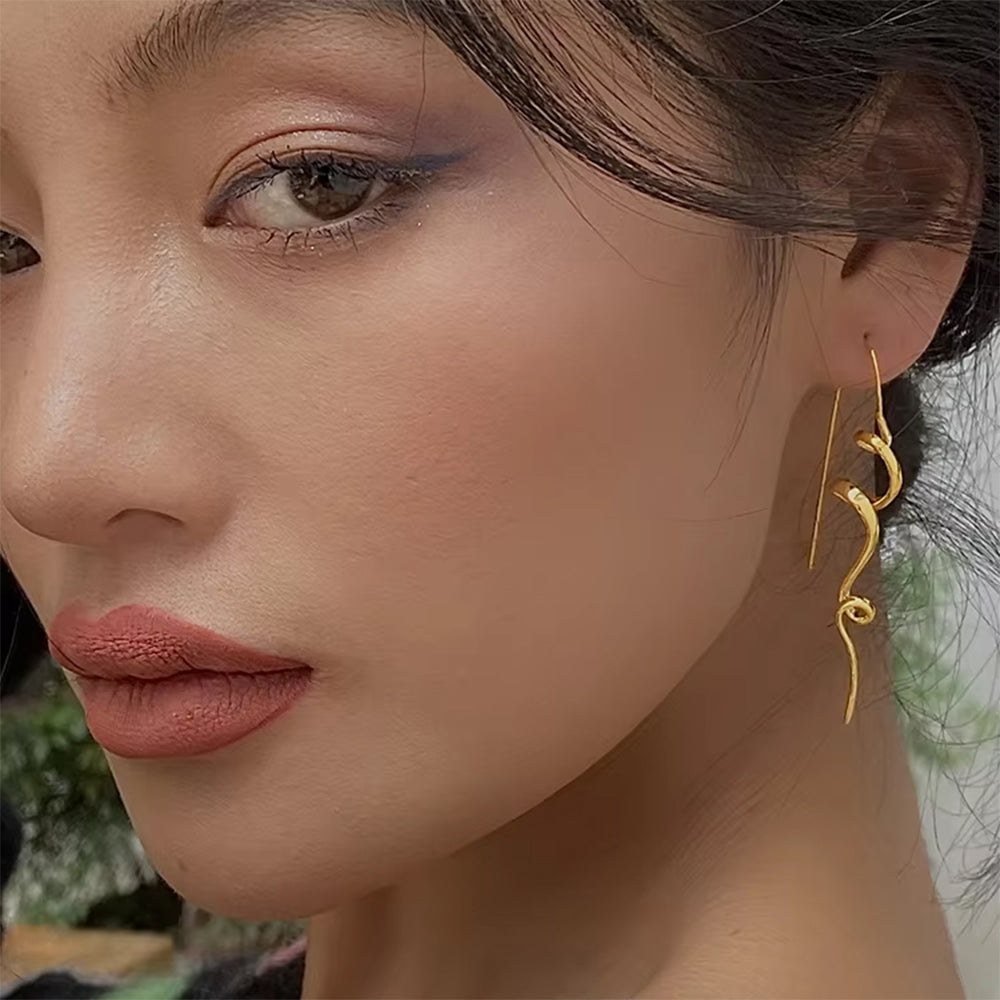 ABSTRACT SPIRAL EARRINGS HIGH-QUALITY ZINC ALLOY