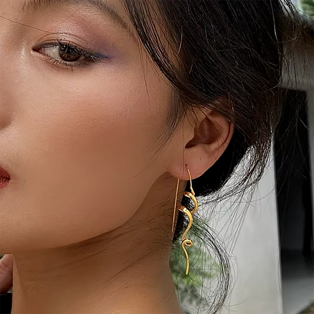 ABSTRACT SPIRAL EARRINGS HIGH-QUALITY ZINC ALLOY