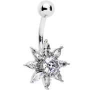 Clear Gem Flourishing Flower Belly Ring