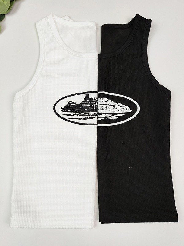 ALCATRAZ GRAPHIC CROP TANK - SLIM FIT WITH LANDMARK LOGO