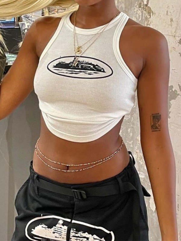 ALCATRAZ GRAPHIC CROP TANK WITH LANDMARK LOGO