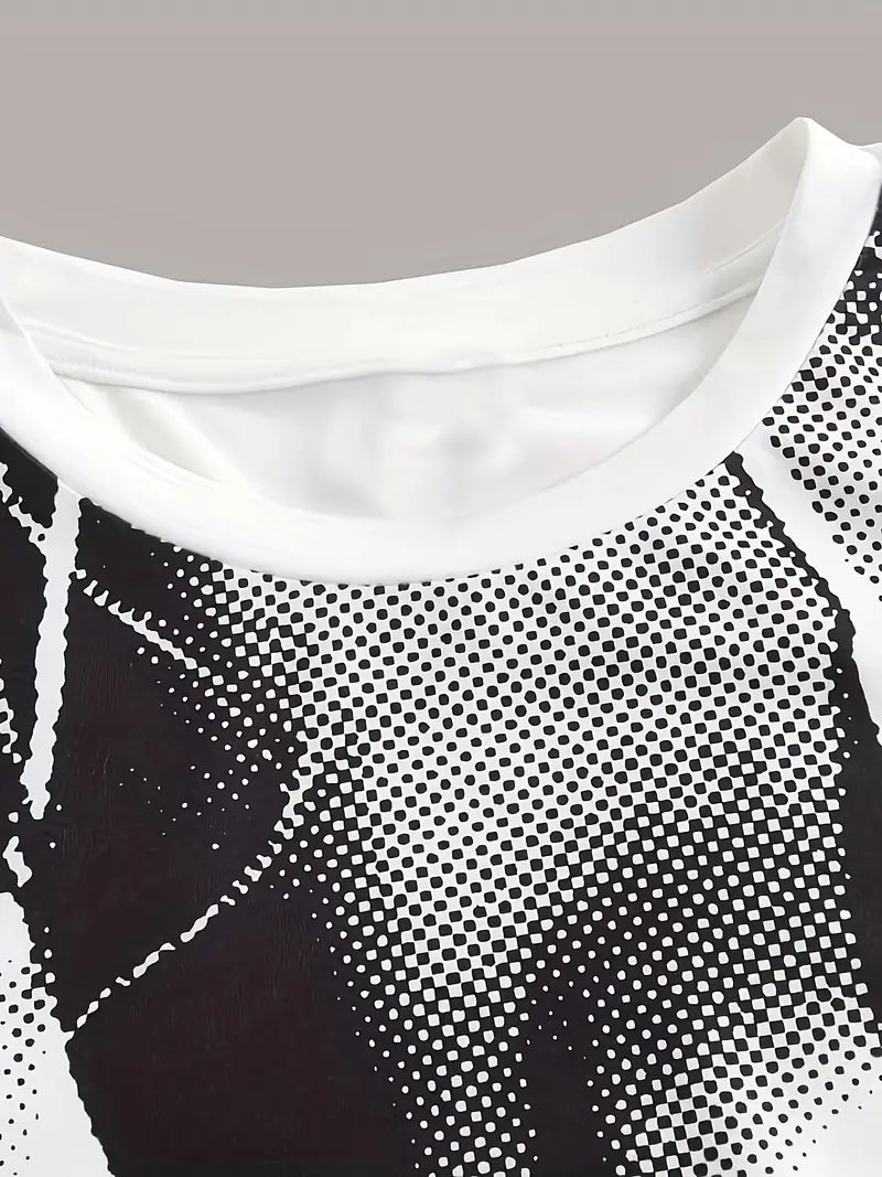 ALLOVER PRINT WHITE T-SHIRT WITH BIKINI BODY DESIGN AND ROUND NECK