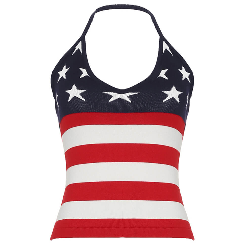 AMERICAN FLAG HALTER TOP FOR WOMEN OUTDOOR CASUAL WEAR