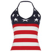 AMERICAN FLAG HALTER TOP FOR WOMEN OUTDOOR CASUAL WEAR