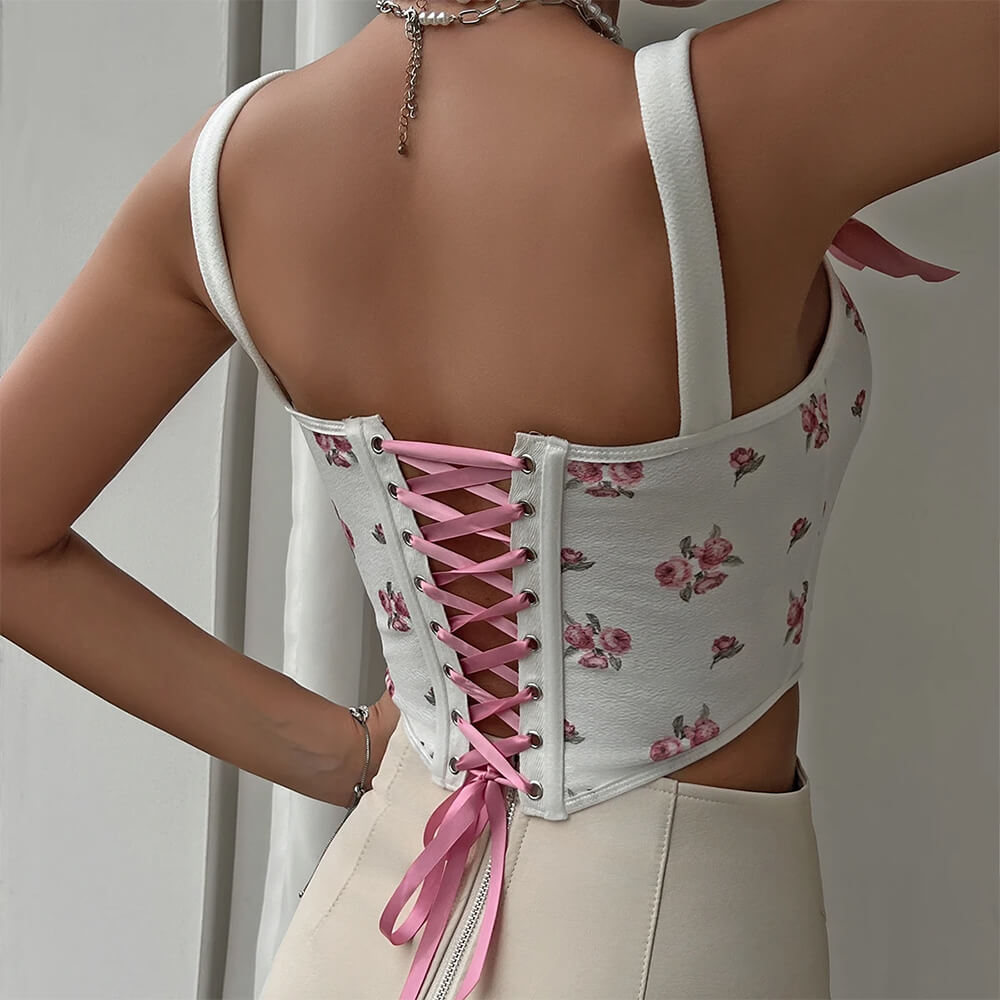 ANGEL PRINT CORSET TOP CHARMING CHERUB PRINT