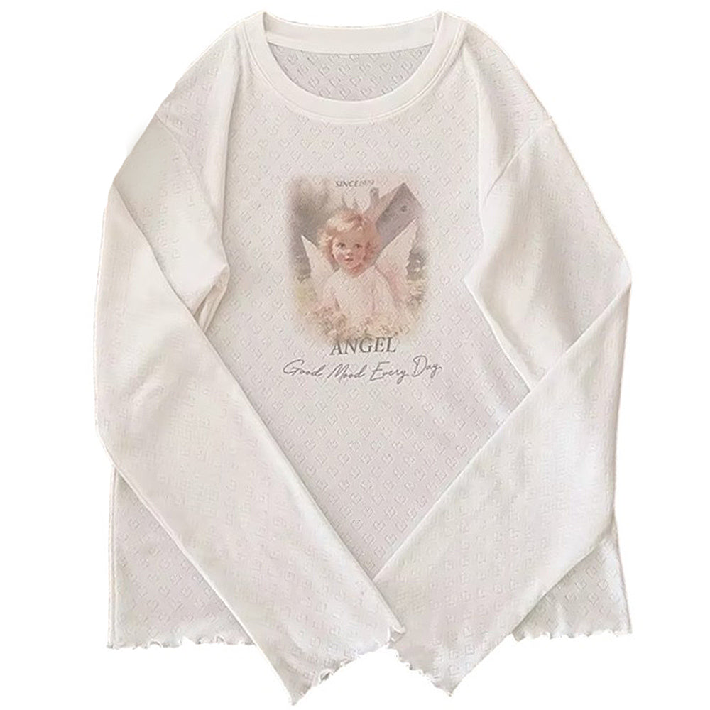 ANGEL PRINT LONG SLEEVE SHIRT BUST MEASUREMENT SMALL