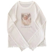 ANGEL PRINT LONG SLEEVE SHIRT BUST MEASUREMENT SMALL