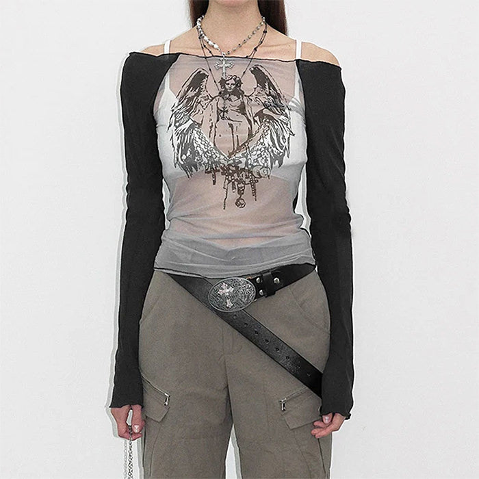 ANGEL WINGS LONG SLEEVE TOP: GRAPHIC LONG SLEEVE