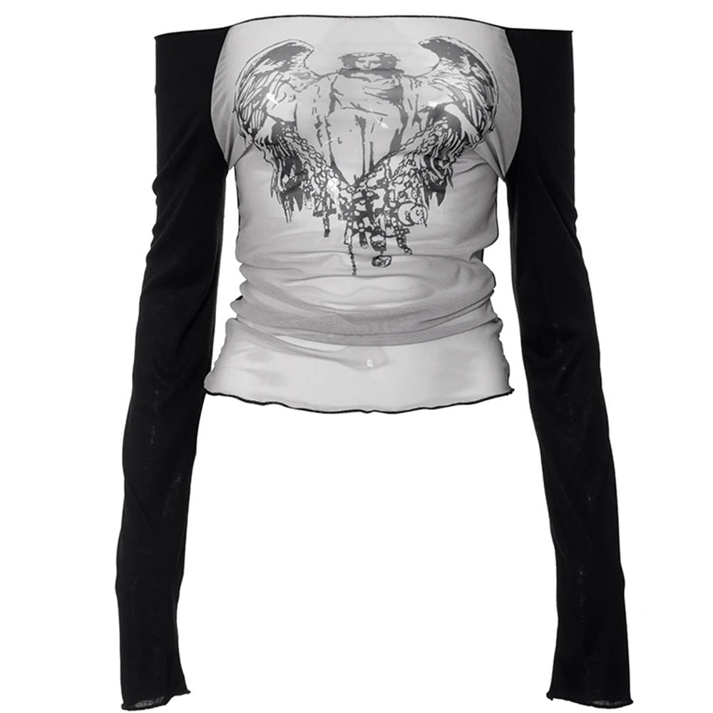 ANGEL WINGS LONG SLEEVE TOP: GRAPHIC LONG SLEEVE