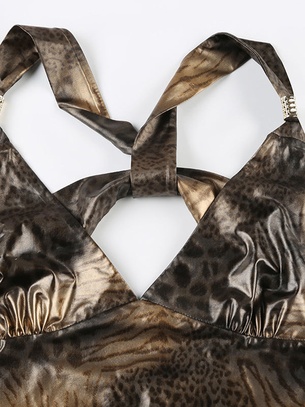 ANIMAL PRINT TANK TOP SLIM FIT CASUAL VINTAGE STYLE