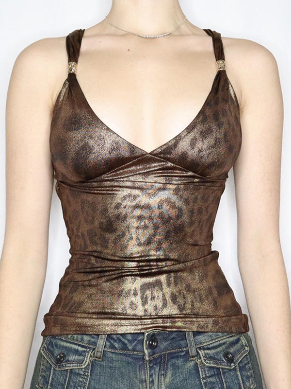 ANIMAL PRINT TANK TOP SLIM FIT CASUAL VINTAGE STYLE