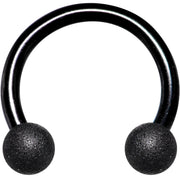 14G 7/16 Black Color PVD Textured Horseshoe Circular Barbell