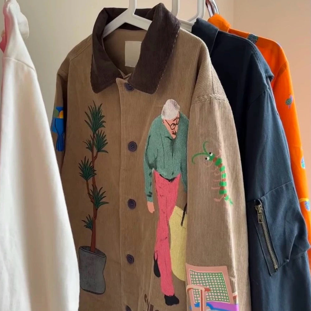 APPLIQUÉ CORDUROY JACKET AESTHETIC CORDUROY JACKET