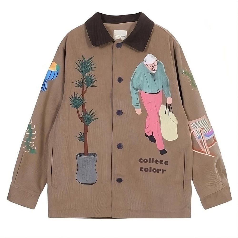 APPLIQUÉ CORDUROY JACKET AESTHETIC CORDUROY JACKET