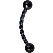 16G 3/8 Black IP Seriously Twisted Curved Eyebrow Ring